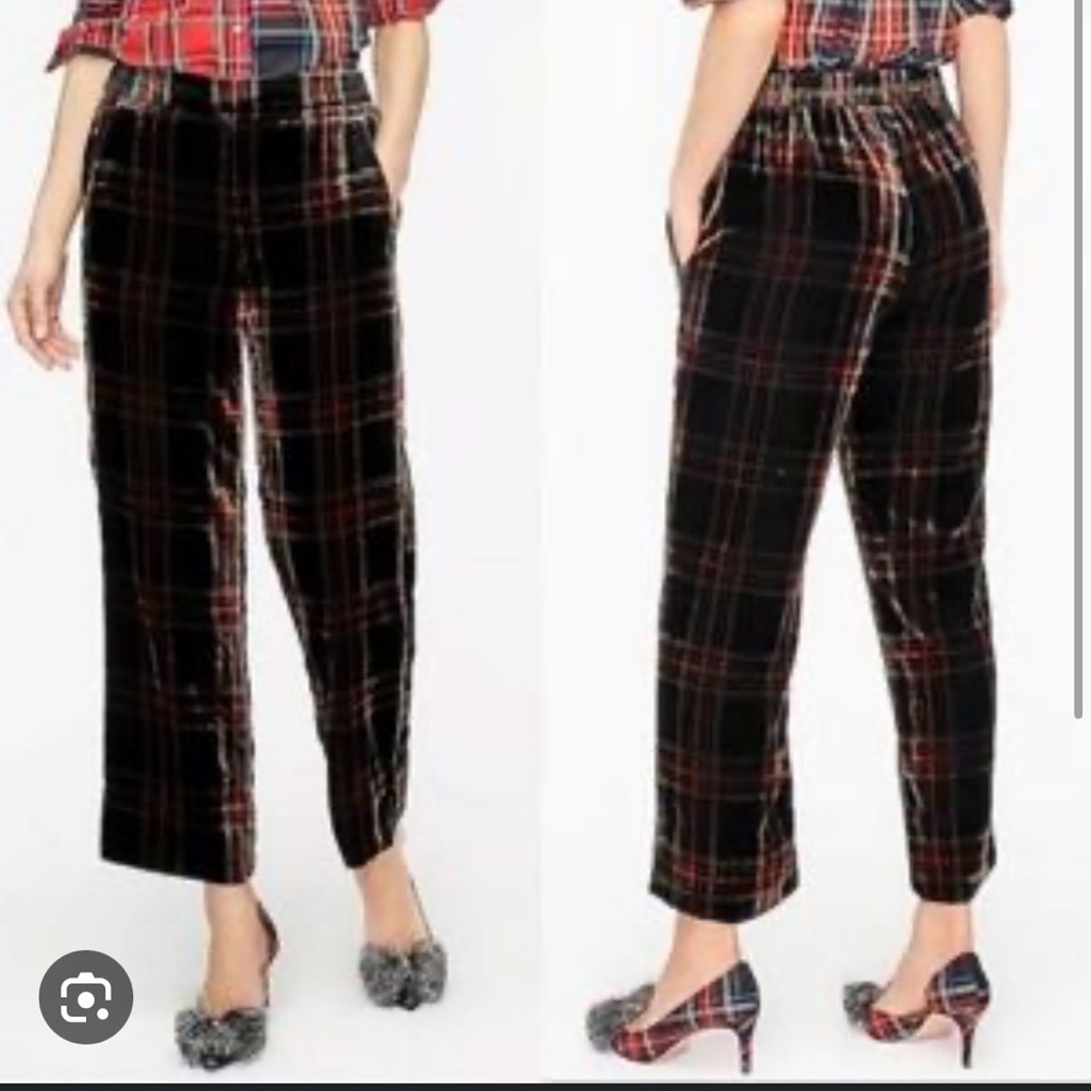 J.Crew pull on wide leg Peyton pants in velvet tartan